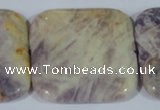 CFJ21 15.5 inches 40*40mm square natural purple flower stone beads