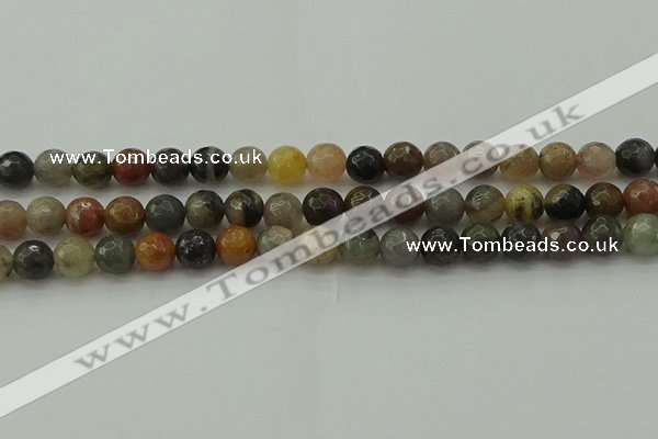 CFJ212 15.5 inches 8mm faceted round fancy jasper beads wholesale