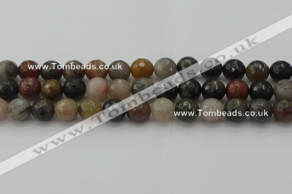 CFJ214 15.5 inches 12mm faceted round fancy jasper beads wholesale