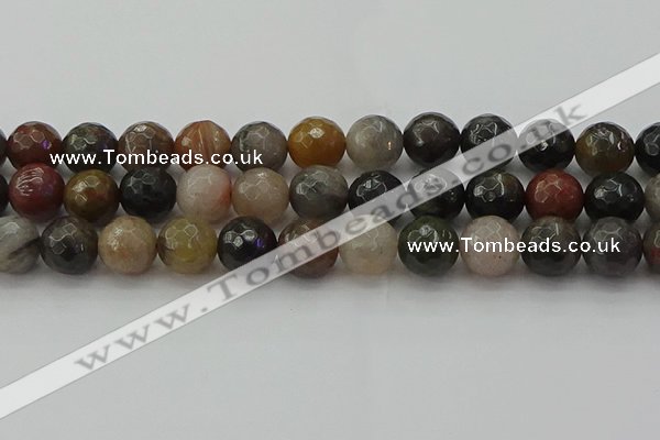 CFJ215 15.5 inches 14mm faceted round fancy jasper beads wholesale