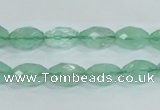 CFL102 15.5 inches 8*12mm faceted rice natural green fluorite beads