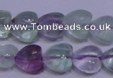 CFL1052 15 inches 10*10mm heart natural fluorite gemstone beads