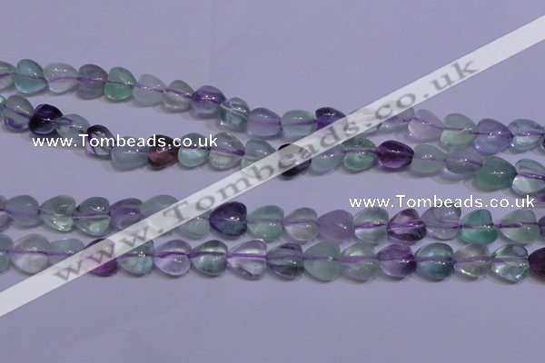 CFL1052 15 inches 10*10mm heart natural fluorite gemstone beads