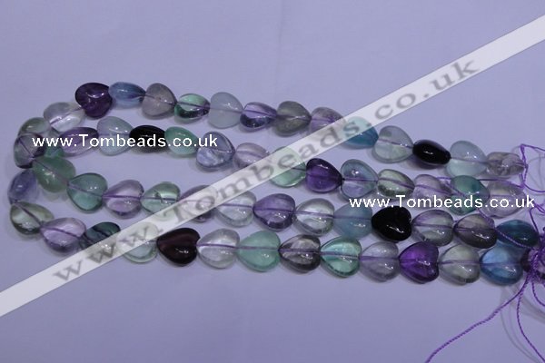 CFL1053 15 inches 12*12mm heart natural fluorite gemstone beads