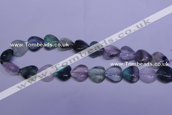 CFL1057 15 inches 20*20mm heart natural fluorite gemstone beads