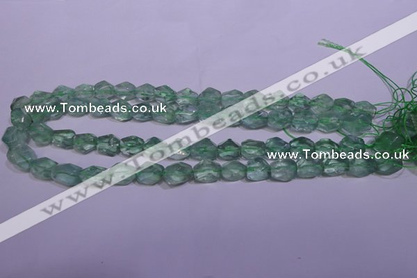 CFL1082 15 inches 9*12mm faceted nuggets green fluorite beads