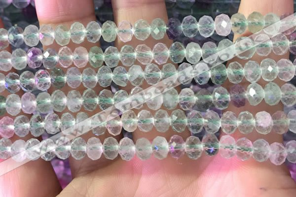 CFL1142 15.5 inches 4*6mm faceted rondelle fluorite gemstone beads