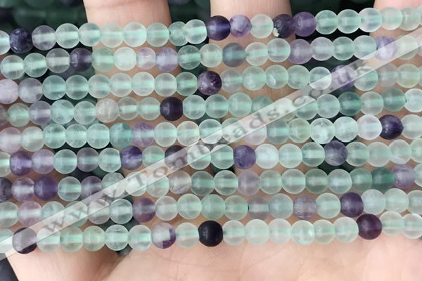 CFL1145 15.5 inches 4mm round matte fluorite beads wholesale