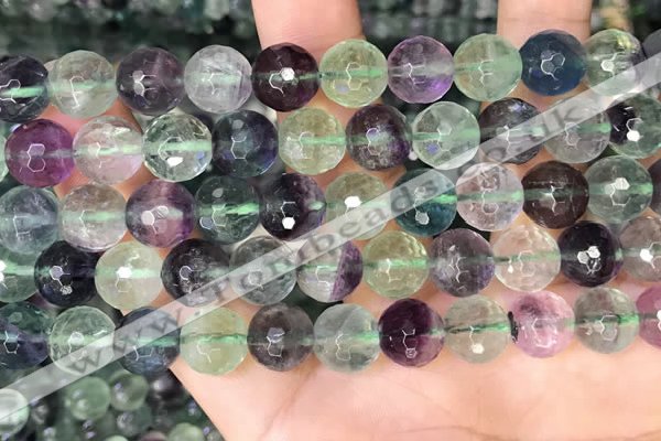 CLF1157 15.5 inches 10mm faceetd round fluorite gemstone beads