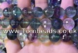 CLF1159 15.5 inches 14mm faceetd round fluorite gemstone beads