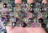 CLF1163 15.5 inches 10mm faceetd round fluorite gemstone beads