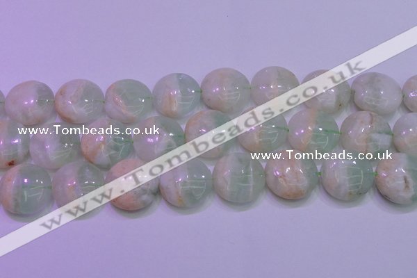 CFL1214 15.5 inches 25mm flat round green fluorite gemstone beads