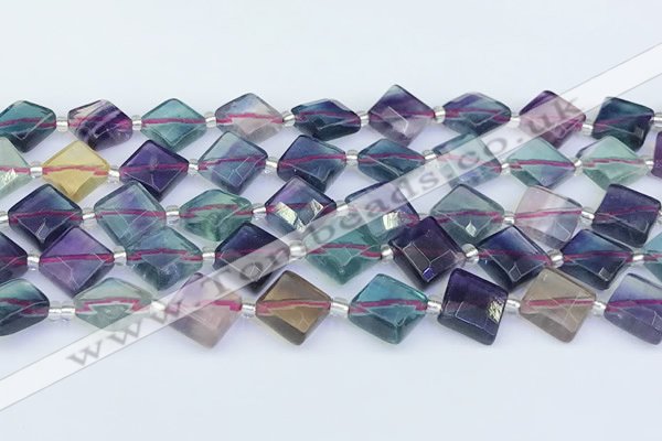 CFL1230 15.5 inches 12mm faceted diamond fluorite beads