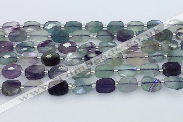 CFL1232 15.5 inches 8*10mm faceted rectangle fluorite beads