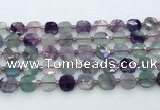 CFL1233 15.5 inches 10mm faceted square fluorite beads