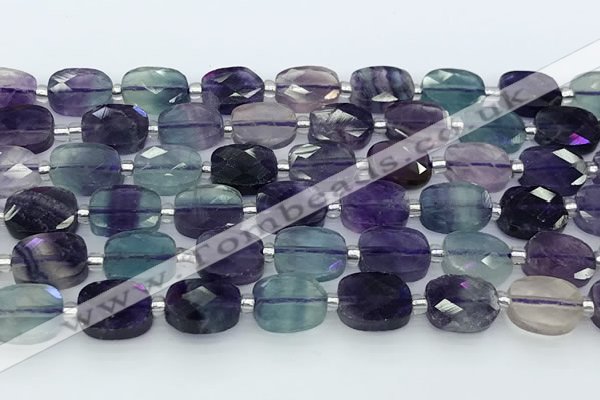 CFL1235 15.5 inches 8*10mm faceted rectangle fluorite beads