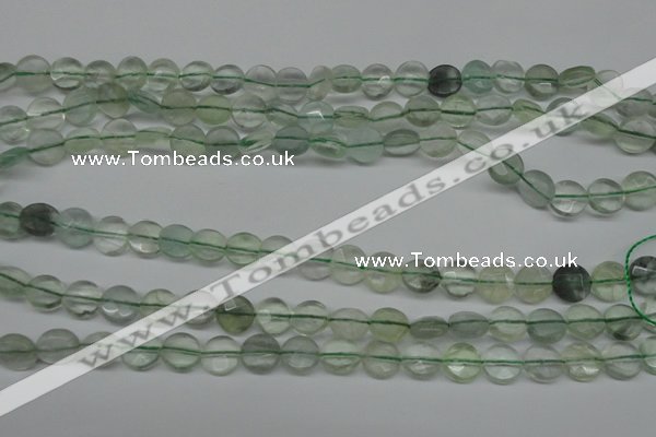 CFL131 15.5 inches 8mm faceted coin green fluorite beads