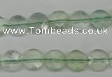 CFL132 15.5 inches 10mm faceted coin green fluorite beads