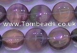 CFL1332 15.5 inches 12mm flat round purple fluorite gemstone beads