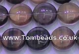 CFL1333 15.5 inches 14mm flat round purple fluorite gemstone beads