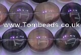 CFL1334 15.5 inches 15mm flat round purple fluorite gemstone beads