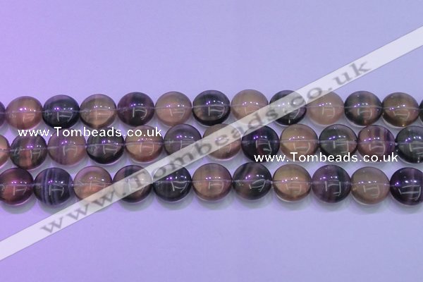 CFL1335 15.5 inches 16mm flat round purple fluorite gemstone beads