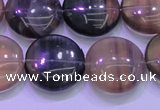 CFL1336 15.5 inches 18mm flat round purple fluorite gemstone beads