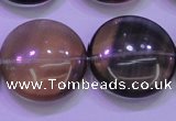 CFL1338 15.5 inches 25mm flat round purple fluorite gemstone beads