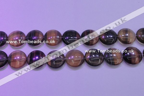 CFL1338 15.5 inches 25mm flat round purple fluorite gemstone beads