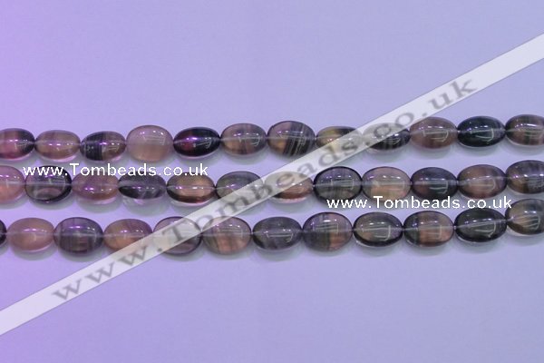 CFL1340 15.5 inches 10*14mm oval purple fluorite gemstone beads