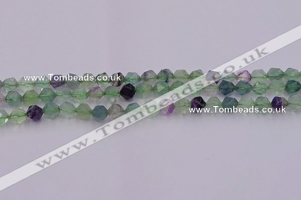 CFL1407 15.5 inches 8mm faceted nuggets fluorite gemstone beads