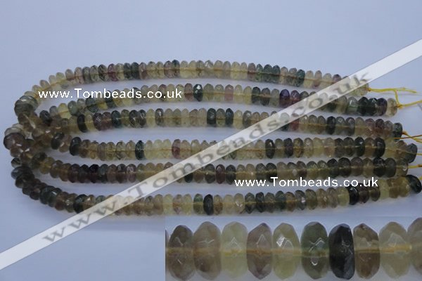 CFL142 15.5 inches 5*10mm faceted rondelle yellow fluorite beads