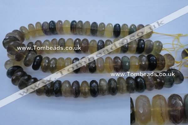 CFL144 15.5 inches 10*20mm faceted rondelle yellow fluorite beads