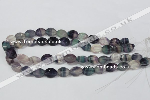 CFL160 15.5 inches 10*15mm twisted rice natural fluorite beads wholesale