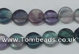 CFL163 15.5 inches 12mm coin natural fluorite beads wholesale