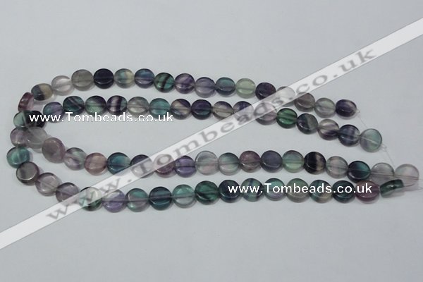 CFL163 15.5 inches 12mm coin natural fluorite beads wholesale