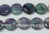 CFL164 15.5 inches 14mm coin natural fluorite beads wholesale