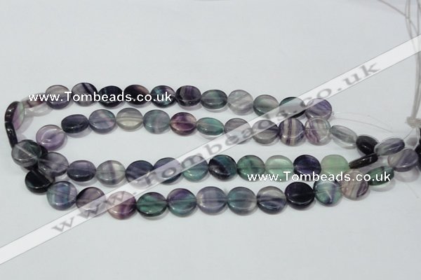 CFL164 15.5 inches 14mm coin natural fluorite beads wholesale