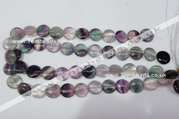 CFL165 15.5 inches 16mm flat round natural fluorite beads wholesale