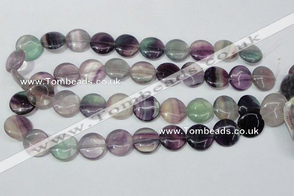 CFL166 15.5 inches 18mm flat round natural fluorite beads wholesale