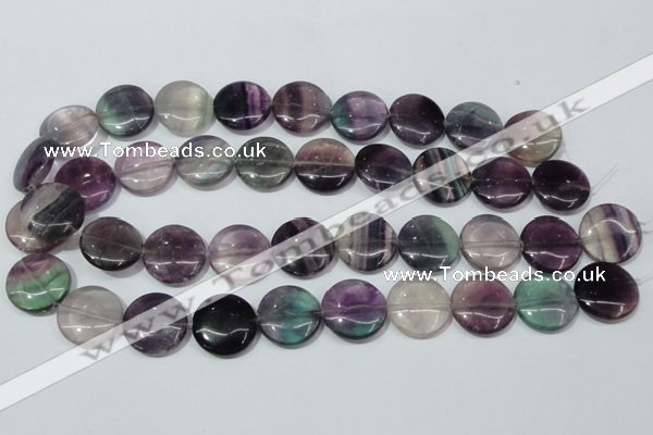 CFL167 15.5 inches 20mm flat round natural fluorite beads wholesale