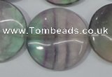 CFL169 15.5 inches 30mm flat round natural fluorite beads wholesale