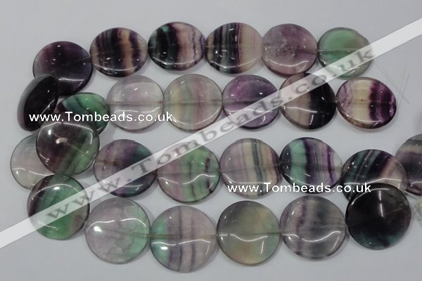 CFL169 15.5 inches 30mm flat round natural fluorite beads wholesale