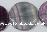 CFL170 15.5 inches 35mm flat round natural fluorite beads wholesale