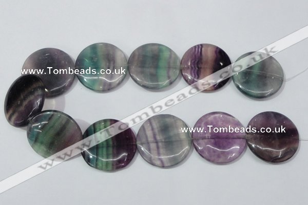 CFL170 15.5 inches 35mm flat round natural fluorite beads wholesale