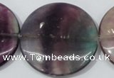 CFL171 15.5 inches 40mm flat round natural fluorite beads wholesale