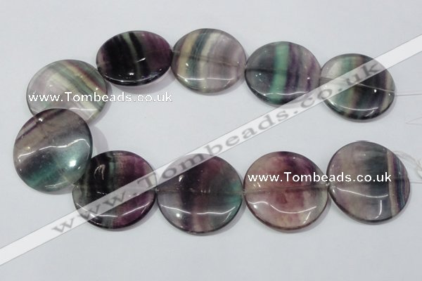 CFL171 15.5 inches 40mm flat round natural fluorite beads wholesale