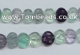 CFL300 15.5 inches 8*10mm carved rondelle natural fluorite beads