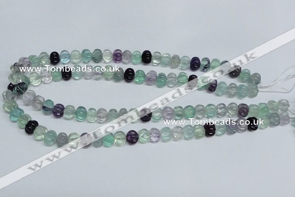 CFL300 15.5 inches 8*10mm carved rondelle natural fluorite beads