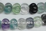 CFL301 15.5 inches 10*14mm carved rondelle natural fluorite beads